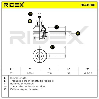 Tie Rod End RIDEX 914T0101 914T0101 - photo 6