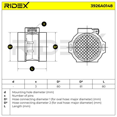 Air Mass Sensor RIDEX 3926A0148 3926A0148 - photo 7