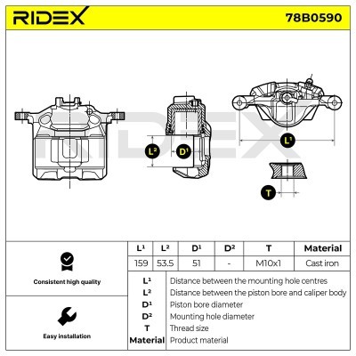 Brake Caliper RIDEX 78B0590 78B0590 - photo 2