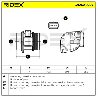 Air Mass Sensor RIDEX 3926A0227 3926A0227 - photo 6