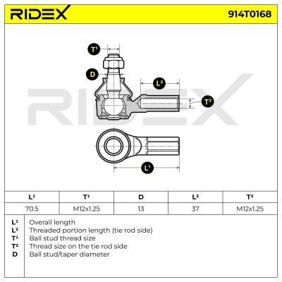 Tie Rod End RIDEX 914T0168 914T0168 - photo 3