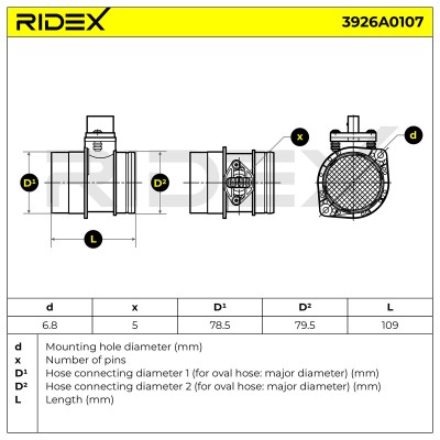 Air Mass Sensor RIDEX 3926A0107 3926A0107 - photo 3