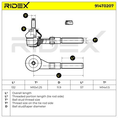 Tie Rod End RIDEX 914T0207 914T0207 - photo 5