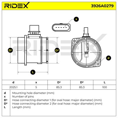 Air Mass Sensor RIDEX 3926A0279 3926A0279 - photo 6