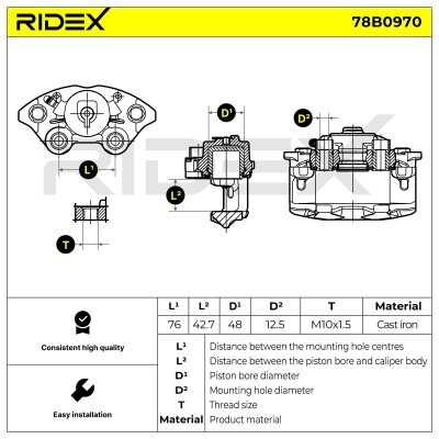 Brake Caliper RIDEX 78B0970 78B0970 - photo 7
