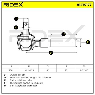 Tie Rod End RIDEX 914T0177 914T0177 - photo 7