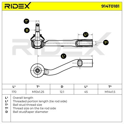 Tie Rod End RIDEX 914T0181 914T0181 - photo 4