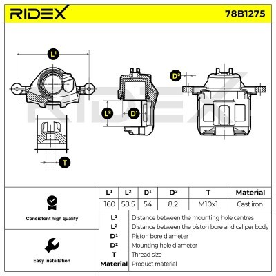 Brake Caliper RIDEX 78B1275 78B1275 - photo 6