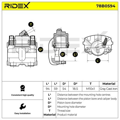 Brake Caliper RIDEX 78B0594 78B0594 - photo 5
