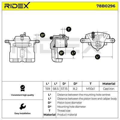 Brake Caliper RIDEX 78B0296 78B0296 - photo 7