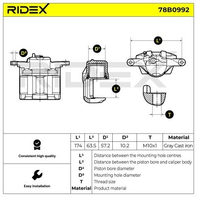 Brake Caliper RIDEX 78B0992 78B0992 - photo 6