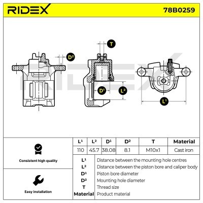 Brake Caliper RIDEX 78B0259 78B0259 - photo 6