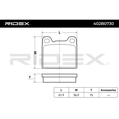 Brake Pads Set RIDEX 402B0730 402B0730 - photo 3