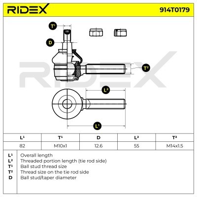 Tie Rod End RIDEX 914T0179 914T0179 - photo 6