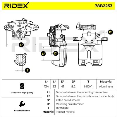 Brake Caliper RIDEX 78B2253 78B2253 - photo 7