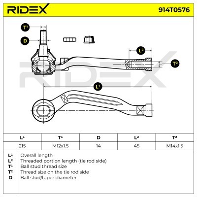 Tie Rod End RIDEX 914T0576 914T0576 - photo 7