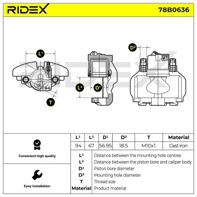 Brake Caliper RIDEX 78B0636 78B0636 - photo 5