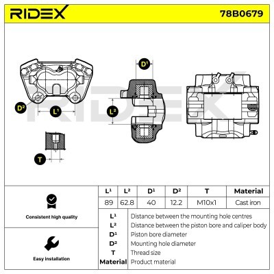Brake Caliper RIDEX 78B0679 78B0679 - photo 6
