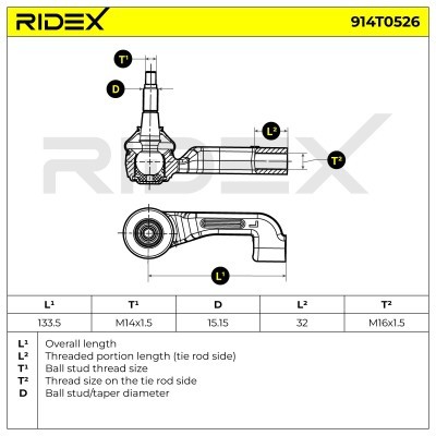 Tie Rod End RIDEX 914T0526 914T0526 - photo 6