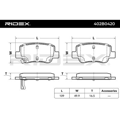 Brake Pads Set RIDEX 402B0420 402B0420 - photo 3