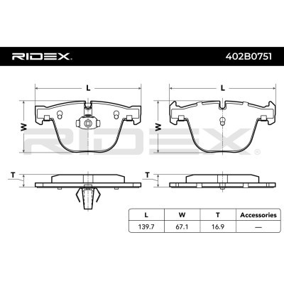 Brake Pads Set RIDEX 402B0751 402B0751 - photo 7