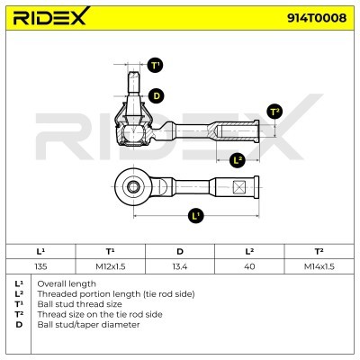 Tie Rod End RIDEX 914T0008 914T0008 - photo 5