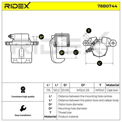 Brake Caliper RIDEX 78B0744 78B0744 - photo 6