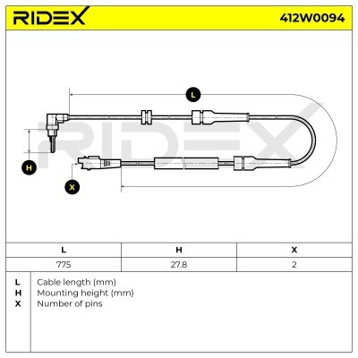 ABS Sensor RIDEX 412W0094 412W0094 - photo 6