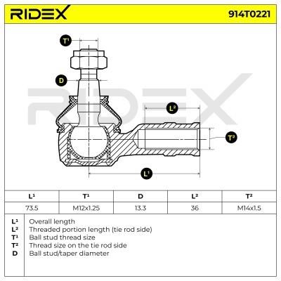 Tie Rod End RIDEX 914T0221 914T0221 - photo 5