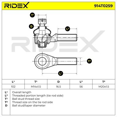 Tie Rod End RIDEX 914T0259 914T0259 - photo 5