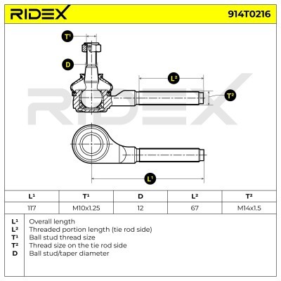 Tie Rod End RIDEX 914T0216 914T0216 - photo 6