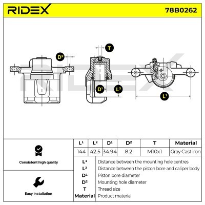 Brake Caliper RIDEX 78B0262 78B0262 - photo 2