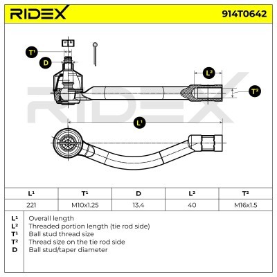 Tie Rod End RIDEX 914T0642 914T0642 - photo 8