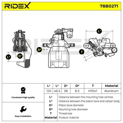 Brake Caliper RIDEX 78B0271 78B0271 - photo 8