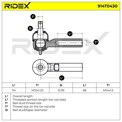 Tie Rod End RIDEX 914T0430 914T0430 - photo 7