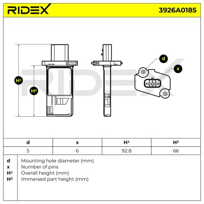 Air Mass Sensor RIDEX 3926A0185 3926A0185 - photo 6