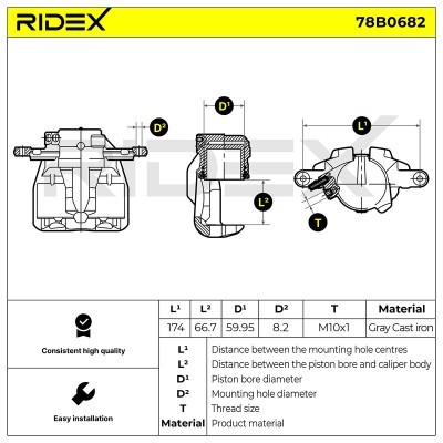 Brake Caliper RIDEX 78B0682 78B0682 - photo 5