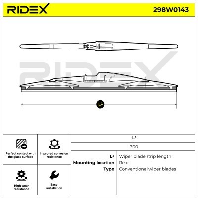 Щетка стеклоочистителя заднего стекла RIDEX 298W0143 298W0143 - photo 6