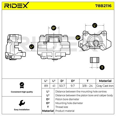 Brake Caliper RIDEX 78B2116 78B2116 - photo 6