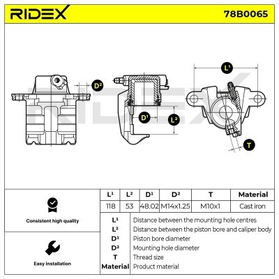 Brake Caliper RIDEX 78B0065 78B0065 - photo 5