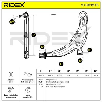 Control Arm RIDEX 273C1275 273C1275 - photo 4