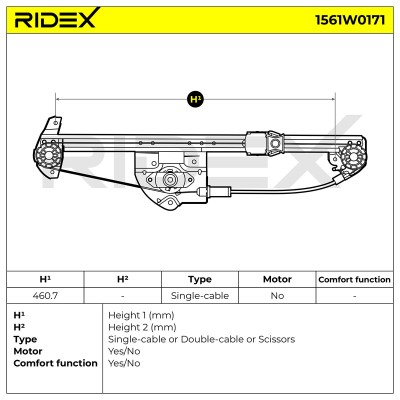 Window Regulator RIDEX 1561W0171 1561W0171 - photo 6