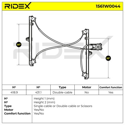 Window Regulator RIDEX 1561W0044 1561W0044 - photo 14