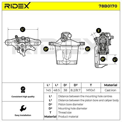 Brake Caliper RIDEX 78B0170 78B0170 - photo 5