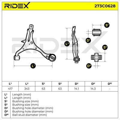 Control Arm RIDEX 273C0628 273C0628 - photo 5