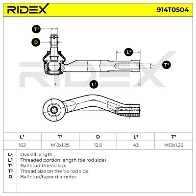 Tie Rod End RIDEX 914T0504 914T0504 - photo 6