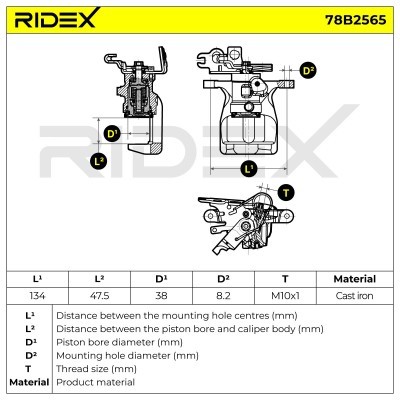 Brake Caliper RIDEX 78B2565 78B2565 - photo 7