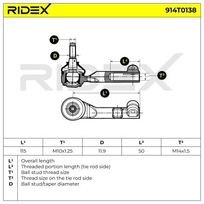 Tie Rod End RIDEX 914T0138 914T0138 - photo 5