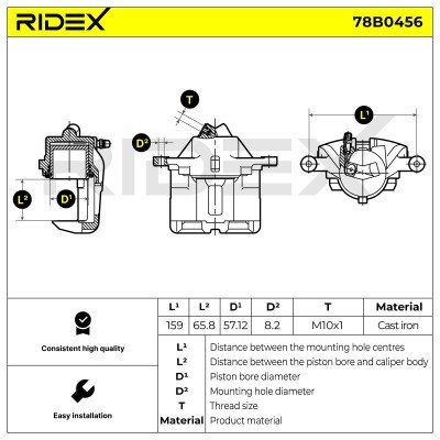 Brake Caliper RIDEX 78B0456 78B0456 - photo 6