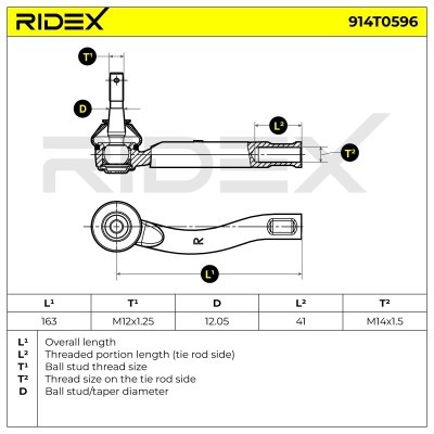 Tie Rod End RIDEX 914T0596 914T0596 - photo 6